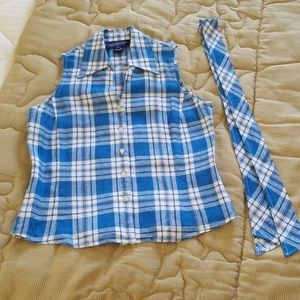 Jones New York Plaid Sleeveless Blouse PP